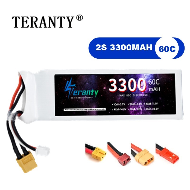Drone Battery Adapter - 2S 7.4V LiPo แบตเตอรี่ 3300mAh 60C