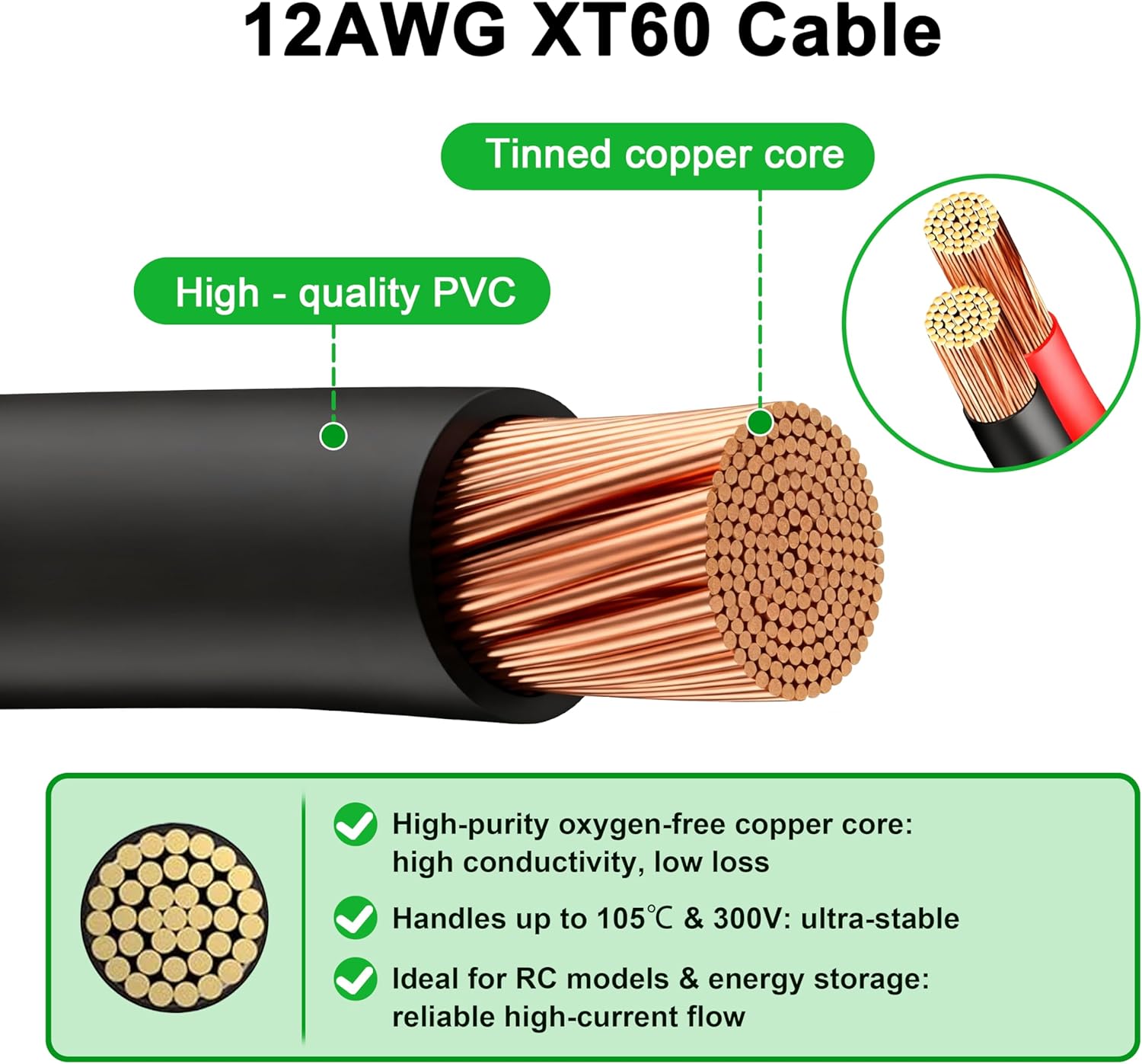 สายเคเบิล JMUYTOP 3 ฟุต 12AWG  - Drone Battery Adapter บทวิจารณ์และราคา
